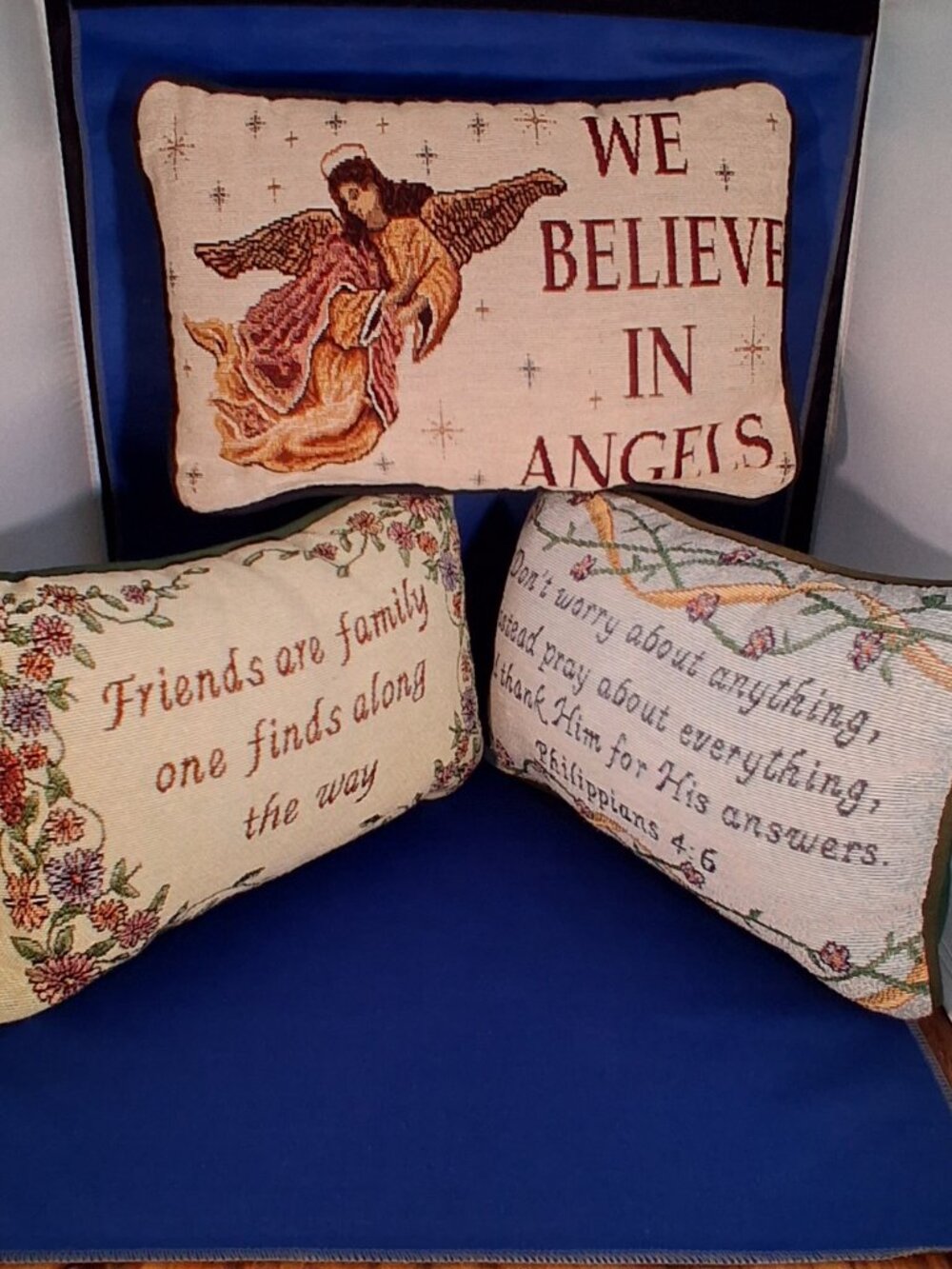 Vintage Woven Tapestry Accent Pillows Lot of 3 • Angel Friendship Cottage Themes